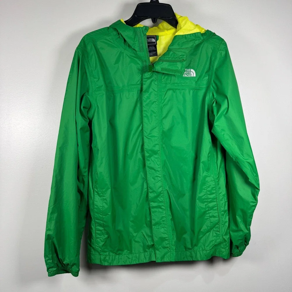 The North Face XL 18/20 Green HyVent Rain Jacket Hooded Mesh Lined Waterproof